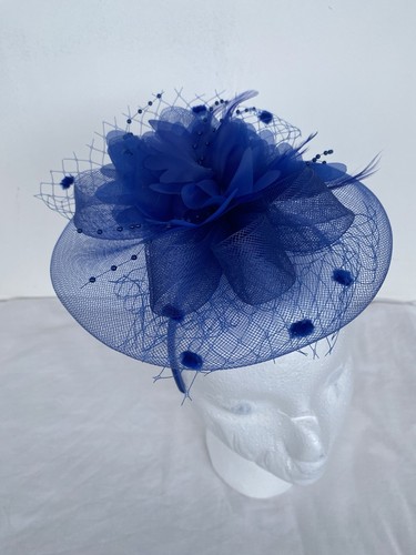 Royal blue fascinator with - blue,