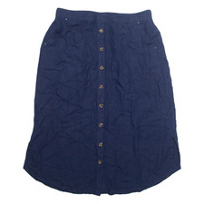 JOULES Button Up Womens A-Line Skirt Blue Knee Length UK 16