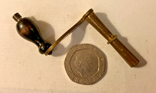 Antique Pretty Brass Crank Winding Clock Key Ebonised Handle Size 4mm? (26)