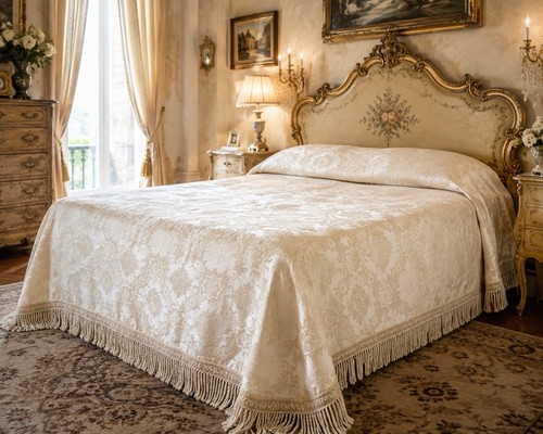Vtg italian brocade bedspread - vtg,