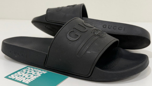 Gucci logo rubber slide - gucci,
