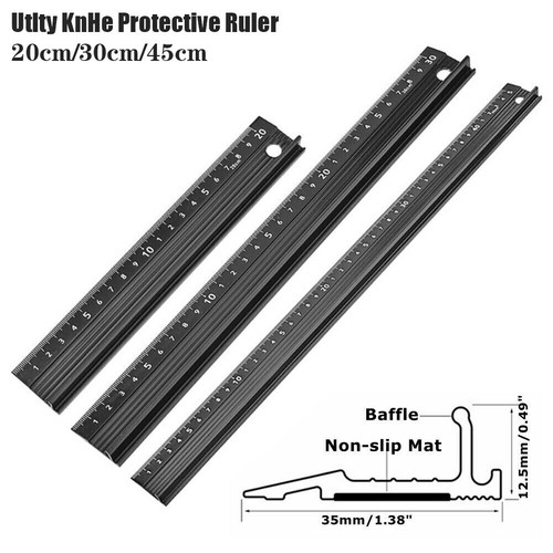 Raised grip aluminium ruler - aluminium,