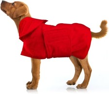 We Art Leaves Dog Bathrobe Red Microfiber Dog Drying Towel Size XXL