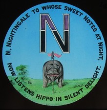 Glass Magic Lantern Slide ALPHABET LETTER N C1900