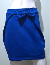 Royal Blue Bow Zip Mini Skirt Size L