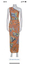 Emilio Pucci One Shoulder Coral Maxi Dress Uk 16