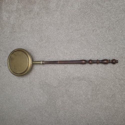Brass wooden bed warmer - bed, pan