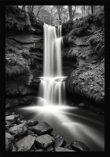 Waterfall beautiful framed - waterfall,