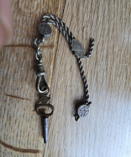 Silver metal watch fob chain - metal,