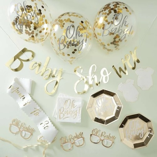 Gold baby shower party - shower,