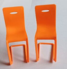 Barbie Vintage Town House Spares 2 X Orange Kitchen Chairs Furniture