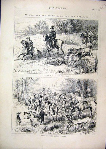 Original old antique print fox - original,