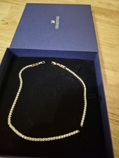 Swarovski Gold Tone Plated Extended Tennis Necklace 