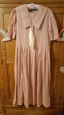 1980s Vintage Women's Laura Ashley Pink And White Spotted Sailor Collar Dress