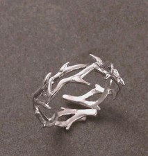 Adjustable Silver Thorn Barbed Wire Ring Gothic Punk Jewellery 