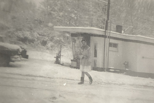 1960s gas station woman - station,