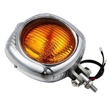 Retro Electroline Headlight Orange Lens For Harley Chopper Bobber Custom Bikes