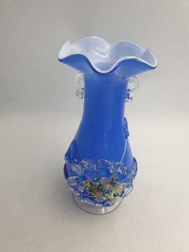 Vtg murano hand blown - hand, blue