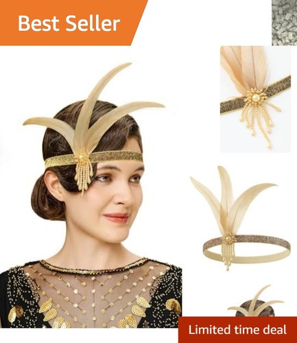 Dazzling gold feather headband - dazzling,