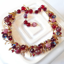Vintage Ruby Red Bead Necklace