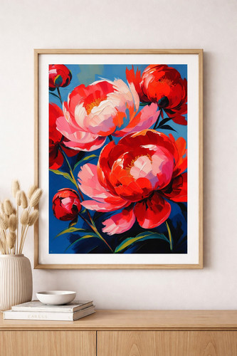 Red peony floral - red,