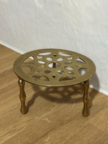 Vintage solid brass trivet - vintage,