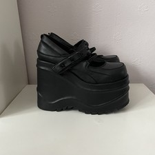 DEMONIA WAVE-48 PLATFORM MARY JANE SHOES - SIZE 8 - BLACK - GOTH PUNK
