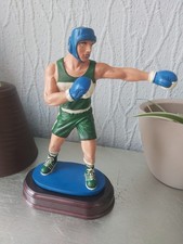 Old Boxer Boxing Statue Figure On Plinth Pugilist