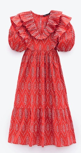 Zara red embroidered eyelet - red,