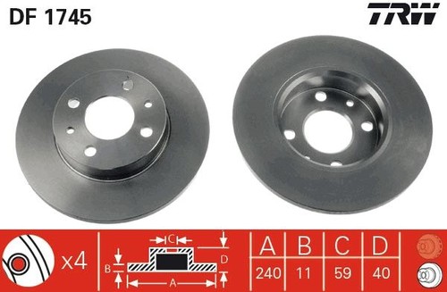 Brake disc trw df1745 - disc,