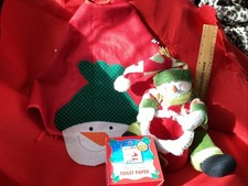 Bundle Snowman Plant /Treat Holder Snowman Tree Skirt &Santa Joke Toilet Paper