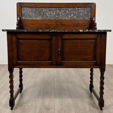 Antique 20th Century Marble Top Washstand In Oak ( REF AF-4651 )