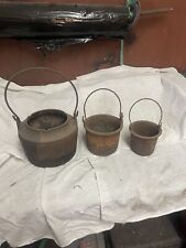 Vintage Cast Iron & Steel Smelting Pots/Glue Pots X3