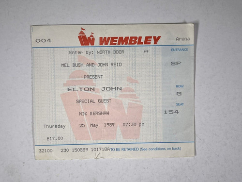 Elton john ticket nik kershaw - elton,