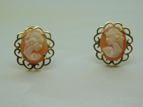 9ct gold cameo stud earrings - gold,
