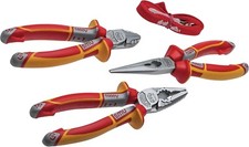 NWS 3 Pce VDE 1000v Wire Side Cutter, Combination & Long Nose Pliers Set,N782-3K