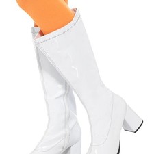 Abba White Retro Patent Boots