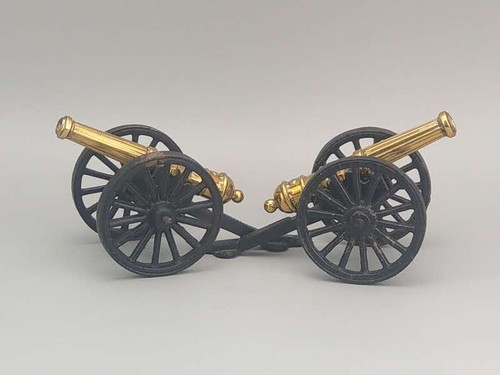 Pair antique brass cannons - pair,