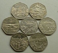 Christmas 50p Coins Isle of Man IOM Large Size Various Dates 1980-1991 See Menu