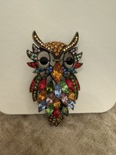 Gorgeous Vintage Butler And Wilson Multicoloured Owl Brooch