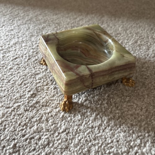 Green onyx ashtray featuring - green,