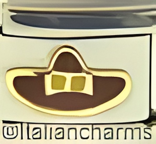 Brown pilgrim hat enamel - pilgrim, 9mm