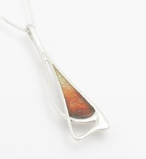 Sterling Silver & Enamel Pendant Necklace By Malcolm Gray For Ortak Jewellery