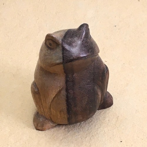 Wooden frog 9cm two tone - in,