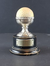 1930 Selfridges Hallmarked Sterling Silver Golf Dunlop Hole in One Trophy + Ball