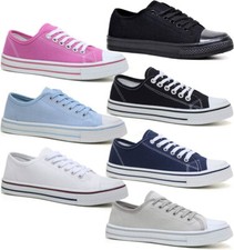 Ladies Flat Lace Up Canvas