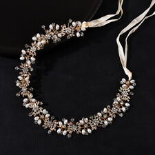 Pearls, Ribbon With Tiara Box Bridal Wedding Tiara, Crystal Ivory