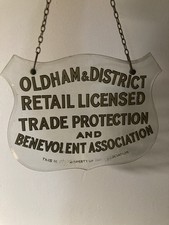 Antique Glass Sign , Oldham &
