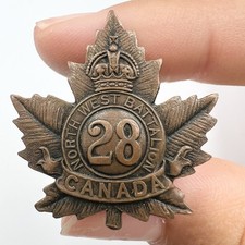Genuine Canada 28th Battalion CEF Collar Badge