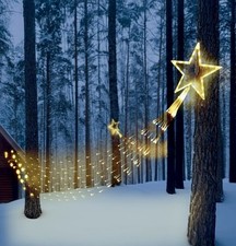 WARM WHITE LED SHOOTING STAR WATERFALL LIGHT CHRISTMAS TREE HANGING STAR LIGHTS